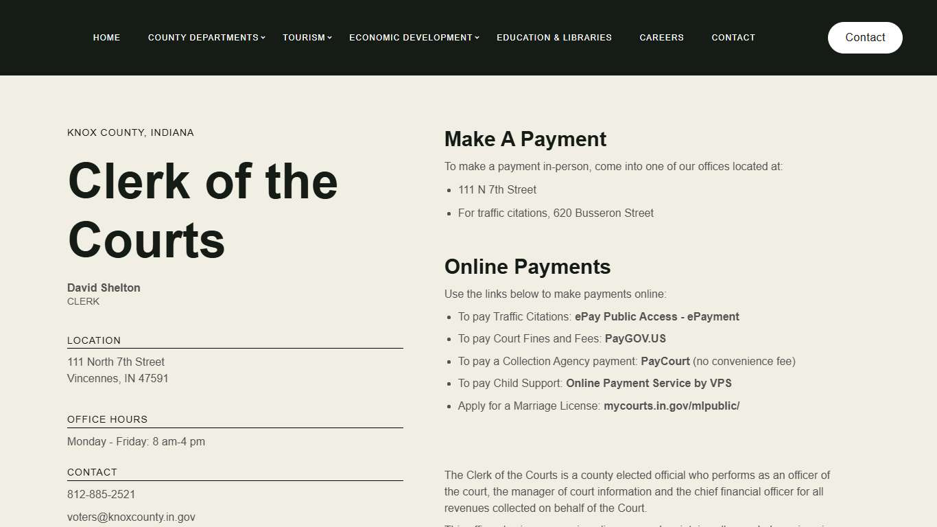 Knox County, Indiana Clerk of the Courts